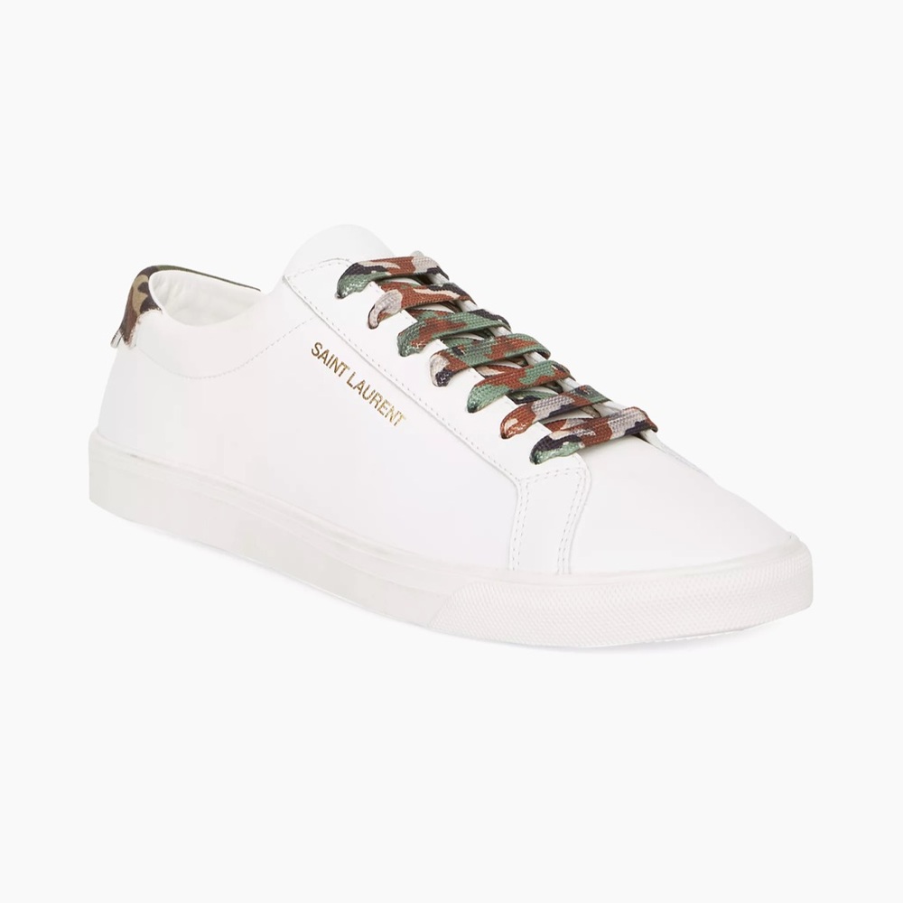 Saint Laurent Andy Camo Leather Low-Top Sneakers